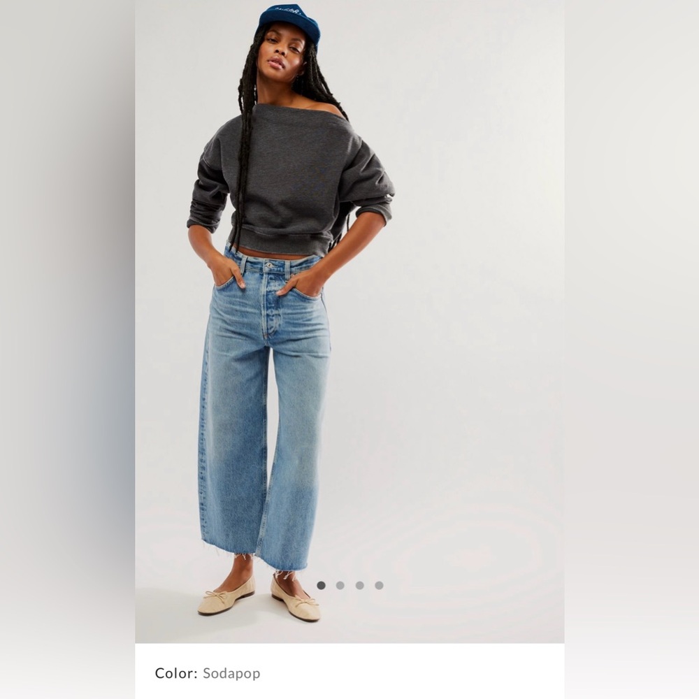Citizens of Humanity Ayla raw hem high waist baggy crop jean 33 soda pop